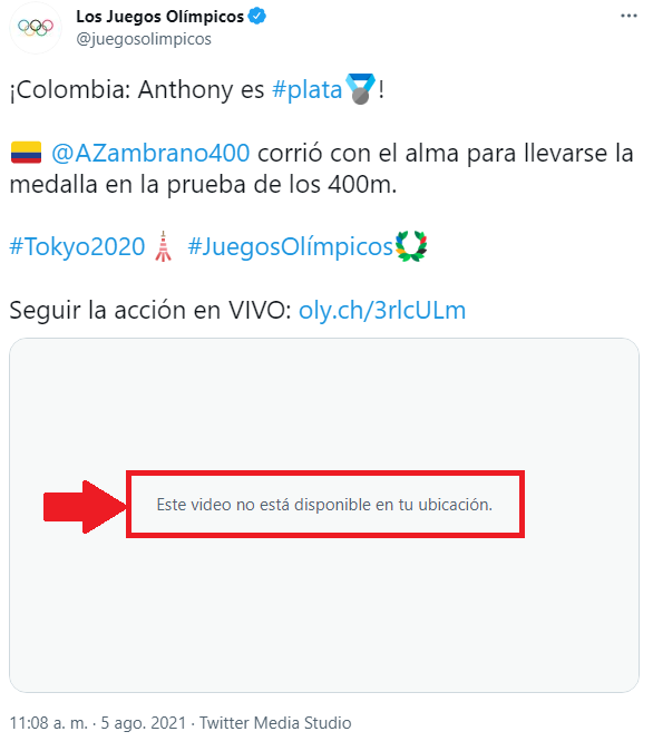 cerorelato's tweet photo. 1/3 El bloqueo y la "gracia" con los cubanos no tiene límites. Veamos el ejemplo de @juegosolimpicos, ahora resulta que al tratar de reproducir algunos de sus videos desde #Cuba: "...no está disponible en tu ubicación". ¿Los Juegos Olímpicos no son para todos? #LetCubaLive https://t.co/jA0uTnumVG