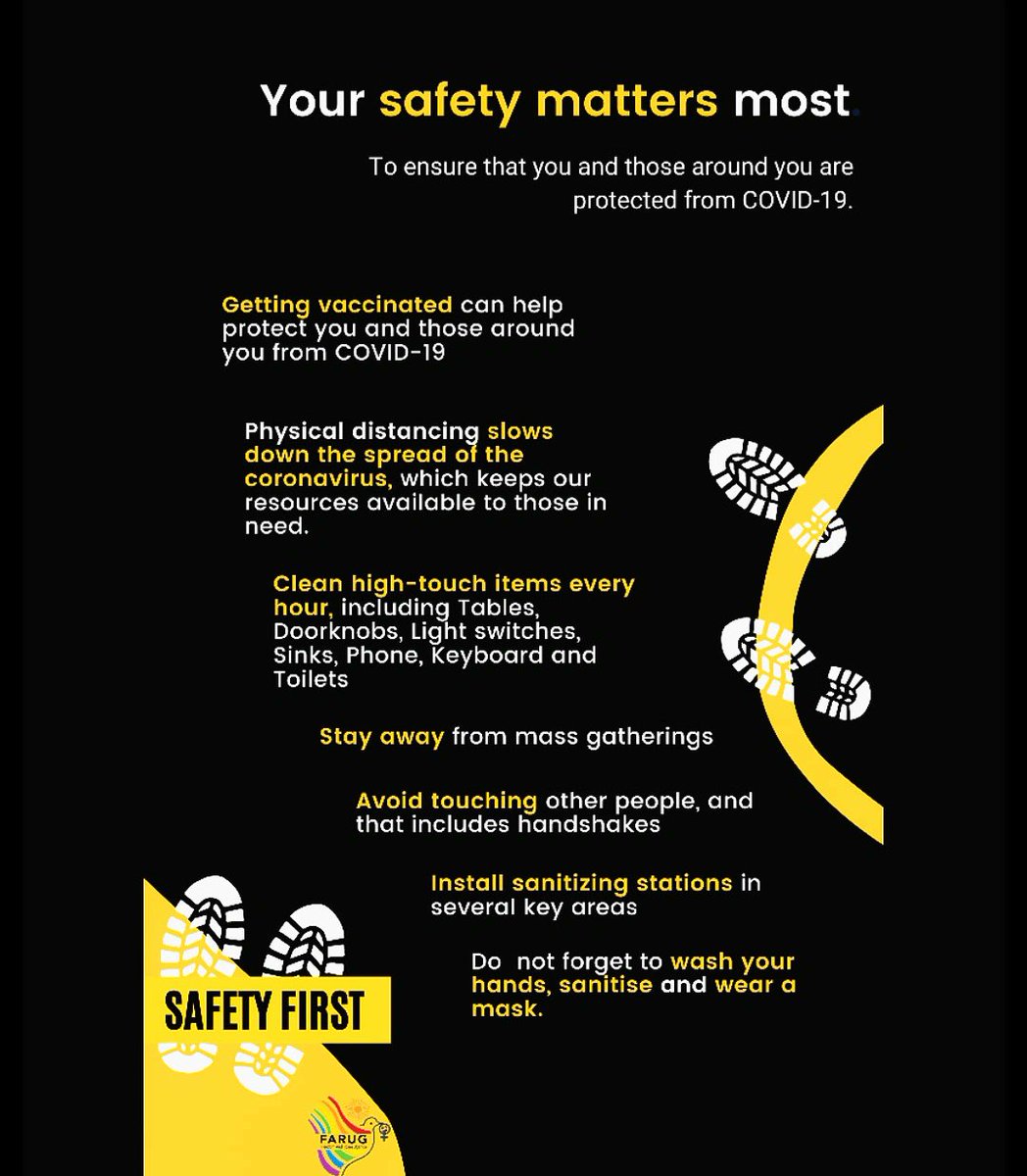 Far_Uganda's tweet photo. You can follow these guidelines to protect yourself and those around you even after vaccination. 

#washyourhands
#SanitizeAlways
#wearamask
#socialdistanceplease https://t.co/EEBSrv2idO