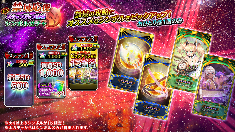 イドラ ファンタシースターサーガ 公式 終了間近 突破クエストの攻略を応援 禁域応援ミニステップアップ 指名 シンボルガチャ が8 24 火 12 00に終了します 天地を統べる古伝の禁域 火 攻略に有用な 6シンボルがピックアップ