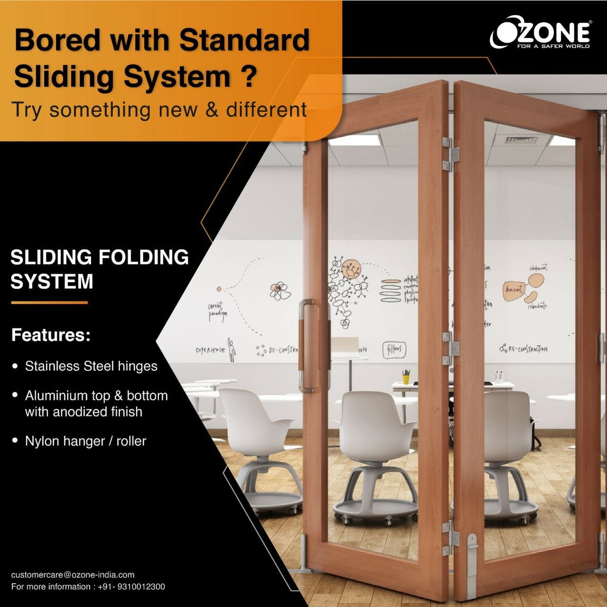 HardwareSamachr's tweet photo. Bored with standard sliding system? Switch up your Interior aesthetic with the new Sliding Folding System by @OzoneOverseas1 . It is stylish as well as highly functional with sturdy features like stainless steel hinges, nylon rollers and hangers.
#OzoneHardware #SlidingSystems https://t.co/IvjiFceebk