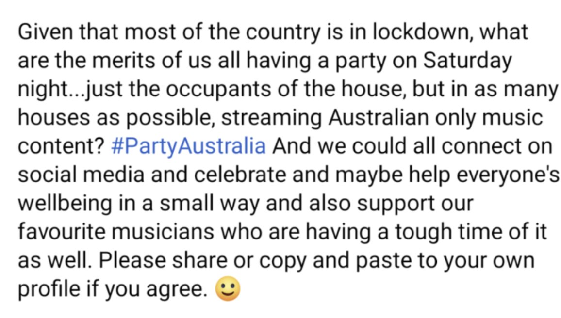 #lockdown #COVID19 #aussiemusic #Australia #PartyAustralia #streaming #together