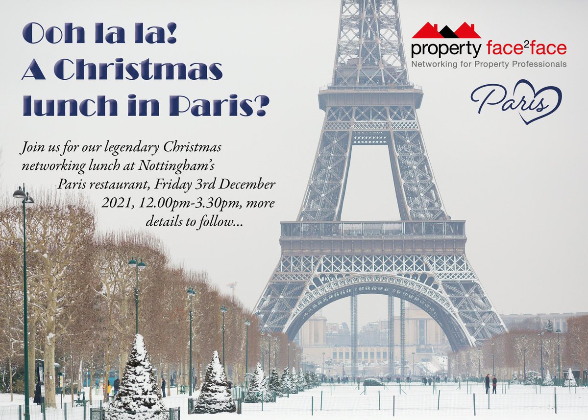Ooh La La! Our legendary Christmas lunch event returns in 2021 - this year we're celebrating in style at Nottingham's latest fine dining restaurant 'Paris'. <a href="/ParisBarandRes/">Paris Bar and Restaurant</a> 

Save the date - Midday, Friday December 3rd.
More details and how to book will be released soon.