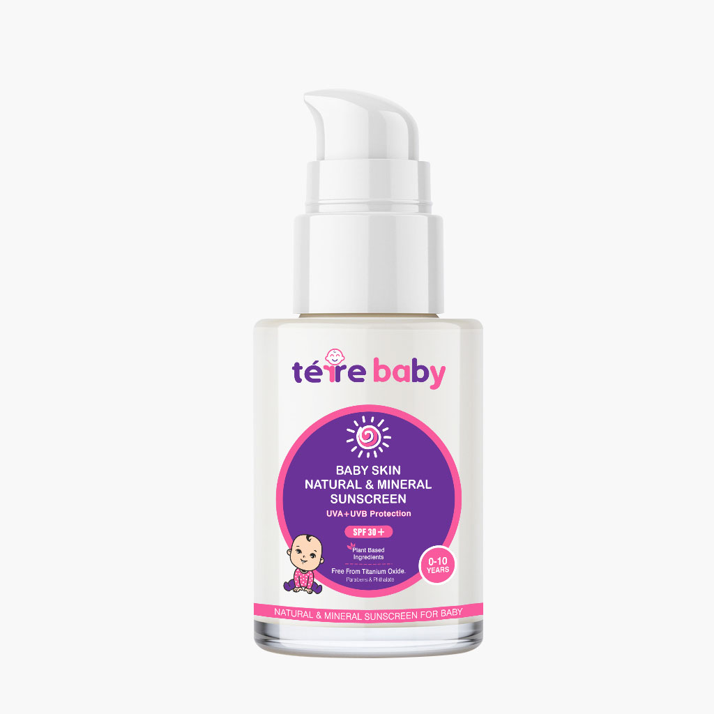 #TérreBaby #sunscreenlotion is made with the goodness of natural oils and no added parabens & SLS, thus making it a great option for babies or kids. Natural #sunscreenforbabies contains an extremely effective UVA and UVB filter system that reduces sun damage & nourishes the skin.