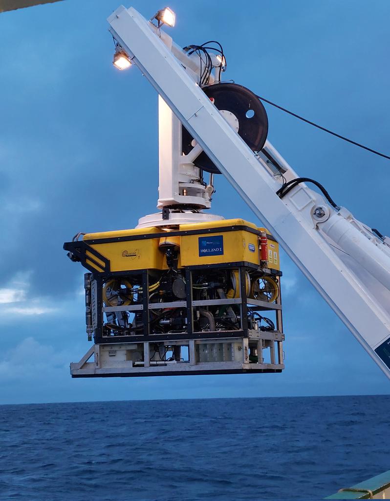 DamienMcCallig's tweet photo. #ROV "Holland 1" ready for launch out west, from the #RVCelticExplorer @RVMarineInst https://t.co/X5voy0zHuM