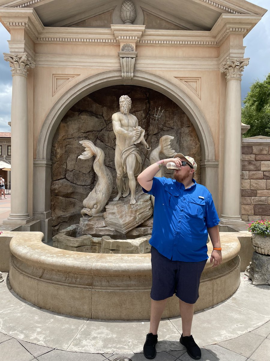 JonnyTSteele's tweet photo. German beer chug in front of Poseidon https://t.co/gBBJFyhKM6