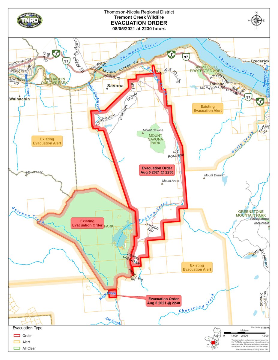 The TNRD EOC has issued an Evacuation Order in Electoral Area "J" for 17 properties in the vicinity of Tunkwa Lake due to the Tremont Creek Wildfire #BCWildfire
tnrd.org/evacuationstat…
