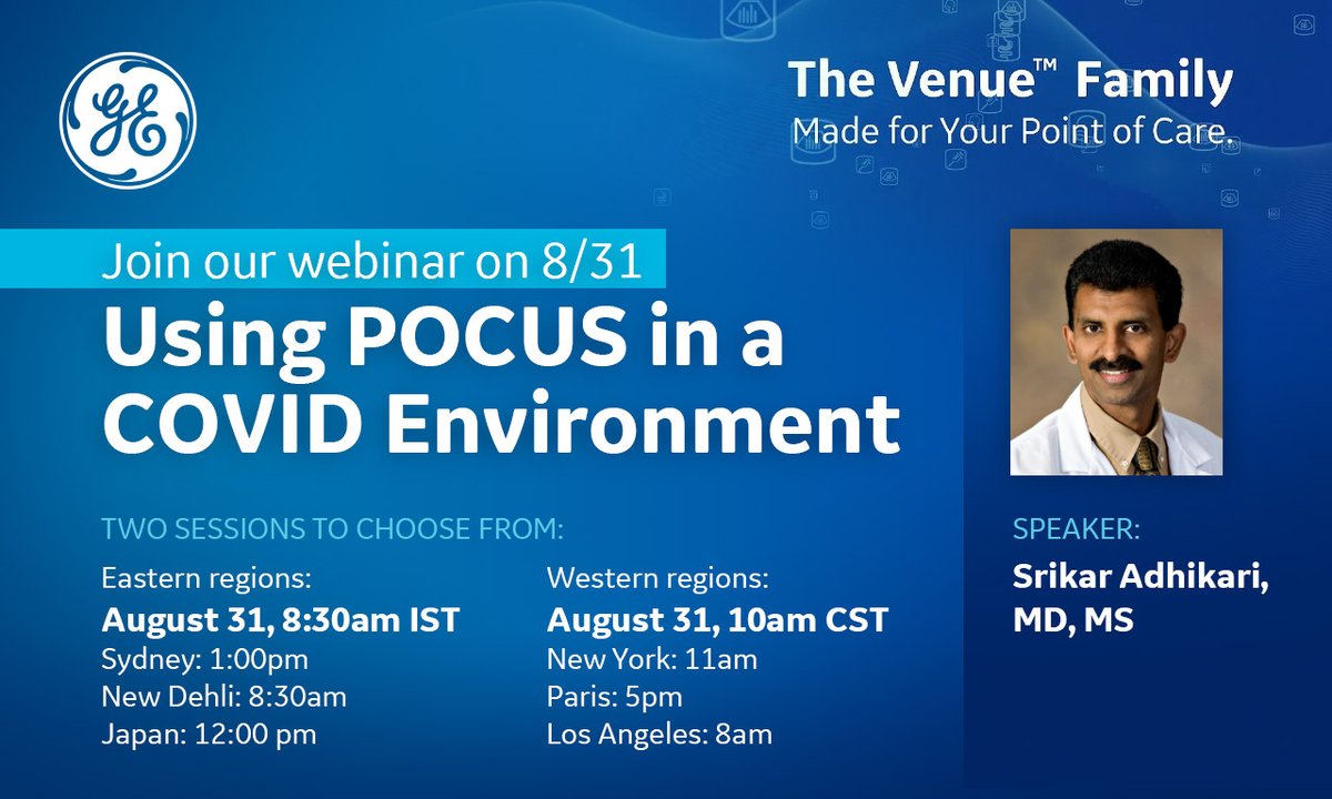 danmorri's tweet photo. A timely free webinar covering best practices for how #POCUS can help decision making in a #COVID environment.  Join Dr. Srikar Adhikari (@SonoStache) Tuesday, August 31st. Includes lung ultrasound. Register:https://t.co/MblyZKpN37. #FOAMed https://t.co/fz3R4bDVon