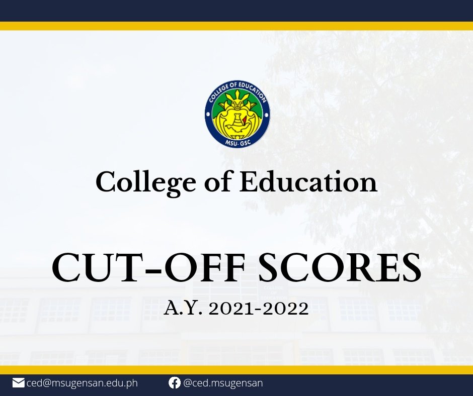 MSUGenSantos's tweet photo. College of Education Cut-off Scores:

BS Education Major in:
Biology, Science 8
Mathematics, Math 14
English, Language 30

Bachelor of Elementary Education Major in General Education, Aptitude 15

Bachelor of Physical Education, Aptitude 15

Source: https://t.co/b3QiYIOLFd https://t.co/hZYxrUmP3O