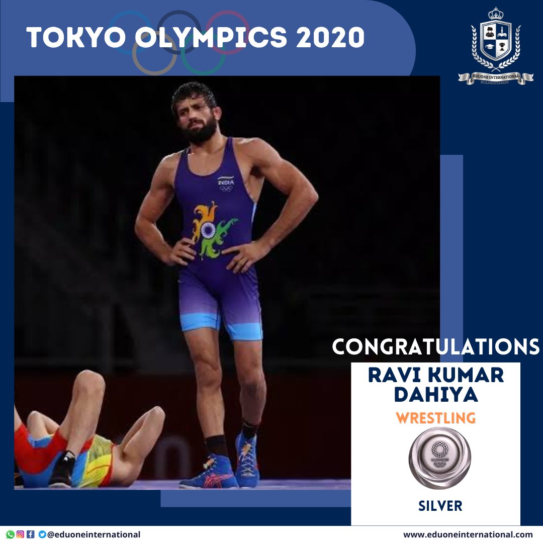 Eduone_'s tweet photo. Ravi  Kumar Dahiya India's second wrestler to win an Olympic #SilverMedal 👏👏👏

Take a bow, champ! 🙌

#Tokyo2020 #UnitedByEmotion #StrongerTogether #Wrestling #Olympics #OlympicGames #IndiaAtOlympics #EduOneInternational #EduOne #Congratulations https://t.co/Ze4xshvOxe