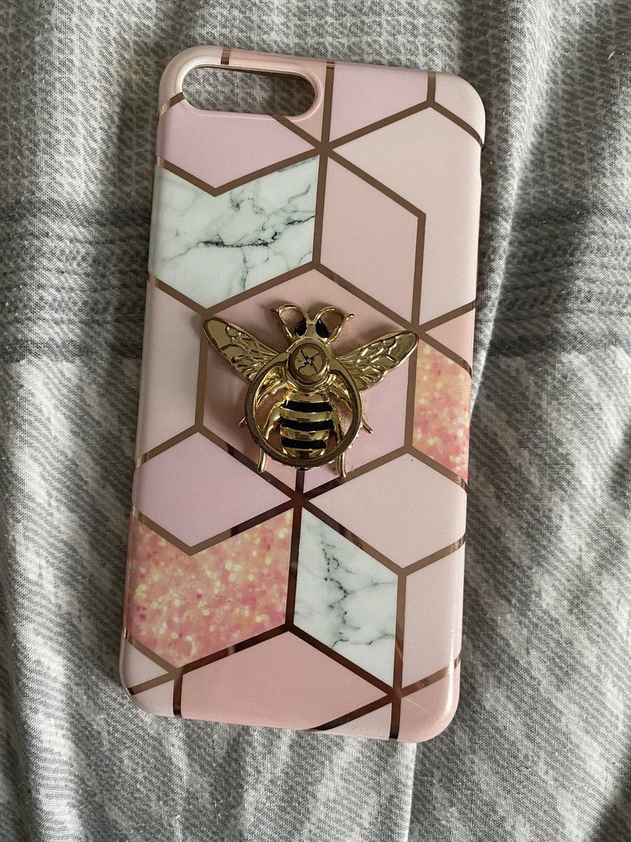 PrincessLissy11's tweet photo. @alexandra_832 iPhone 8 Plus phone case with bee ring holder- only had on my phone 3 months before buying a new phone. £6 including postage https://t.co/0YQ5p8EiOD