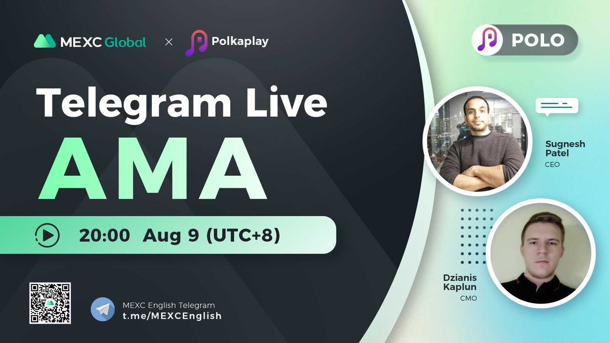BroBean88's tweet photo. 🌟@MEXC_Global AMA with @polkaplay #POLO

📍Tele group: https://t.co/5j0e5hBxbg
⏰20:00 Aug 9 (UTC+8)

✅Follow @polkaplay &amp; @MEXC_Fans
✅RT &amp; Like &amp; Tag 3
✅Comment

🌈10 ppl * 10 $USDT equivalent token each 

Join us to learn more about @polkaplay &amp; #giveaway🎊🎊 https://t.co/ZV49c03zpT