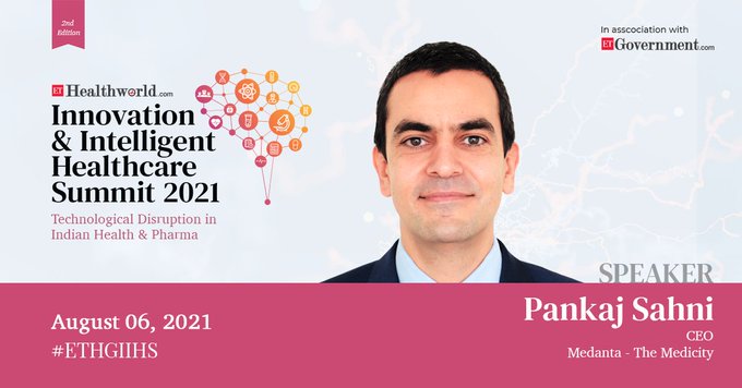 ET_Government's tweet photo. #LiveNow #ETHGIIHS
Coming up next is a Special Address on "Future of Technology Post Pandemic in India" by Pankaj Sahni - CEO, @medanta- The Medicity at ETHealthworld Innovation & Intelligent Healthcare Summit
Join Now: https://t.co/lLJFmgvSiZ
@ETHealthWorld https://t.co/NeO0GdUEom