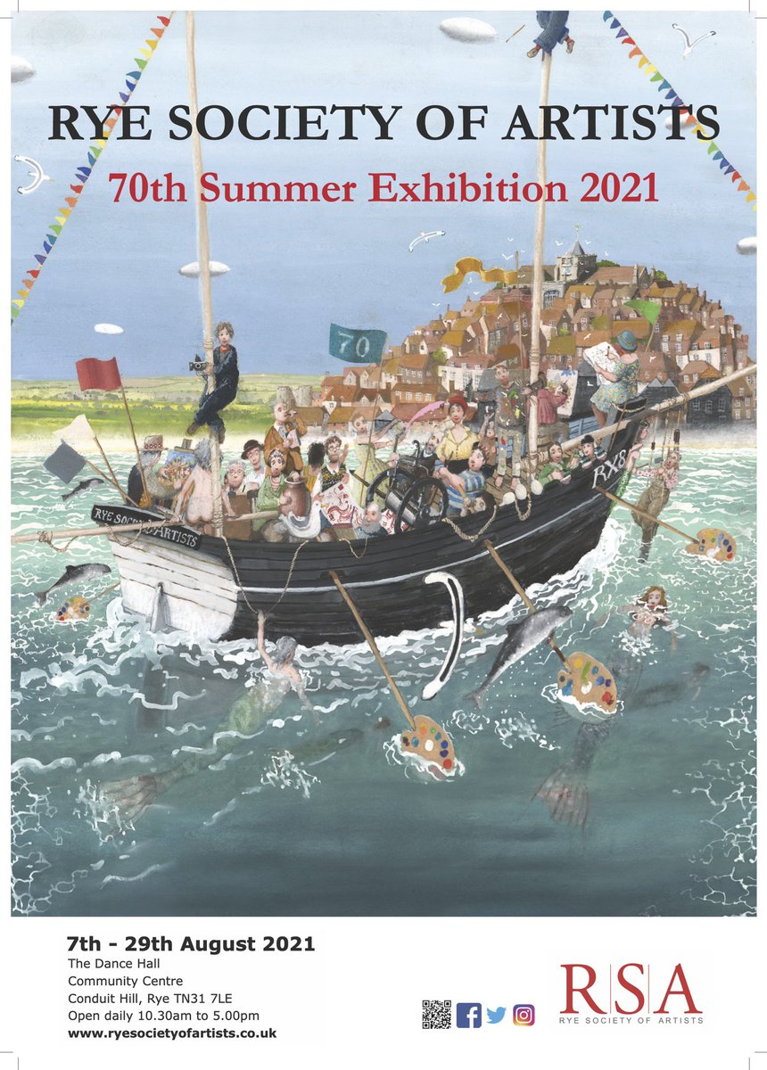 Hurrah ! The doors will be opening for our glorious 70 th RSA Summer Exhibition at 10.30 Saturday 7th August. Featuring the work of 43 members plus local artists from our open submission .Rye Community Centre Conduit Hill TN31 7LE #ryeartists