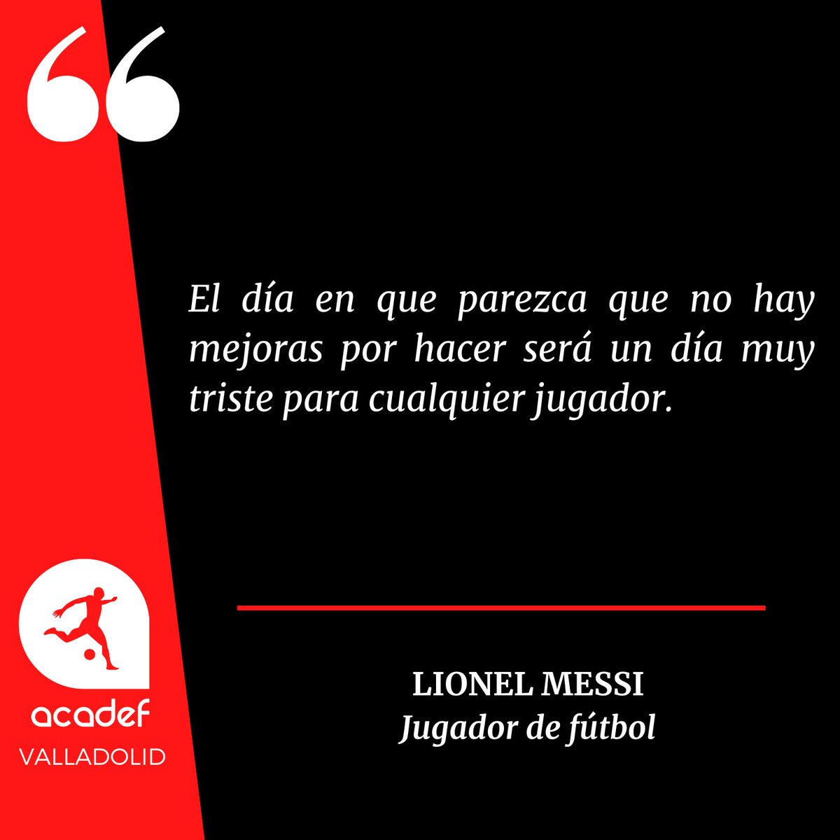 AcadefVall's tweet photo. 🚀Si hasta Messi tiene claro que puede seguir mejorando día a día, ¿es nuestra labor como técnicos hacer entender a todos los jugadores que nunca se deja de aprender?

👍La variedad y el atractivo en los ejercicios, clave.

#AcadefValladolid | #Fútbol | #Entrenadores | #Formación https://t.co/K0vB7aRjNQ