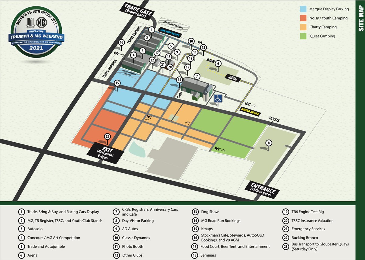 TriumphSSixClub's tweet photo. Here's the site plan for next weekend (13th - 15th August) at Malvern for our Inter-Club Event.... ๐ Check out where you might like to camp...... & the location of the Arena & Activities.๐ #TSSC #weekendvibes #Triumph #MG #interclubweekend https://t.co/GkiZOYPYvl