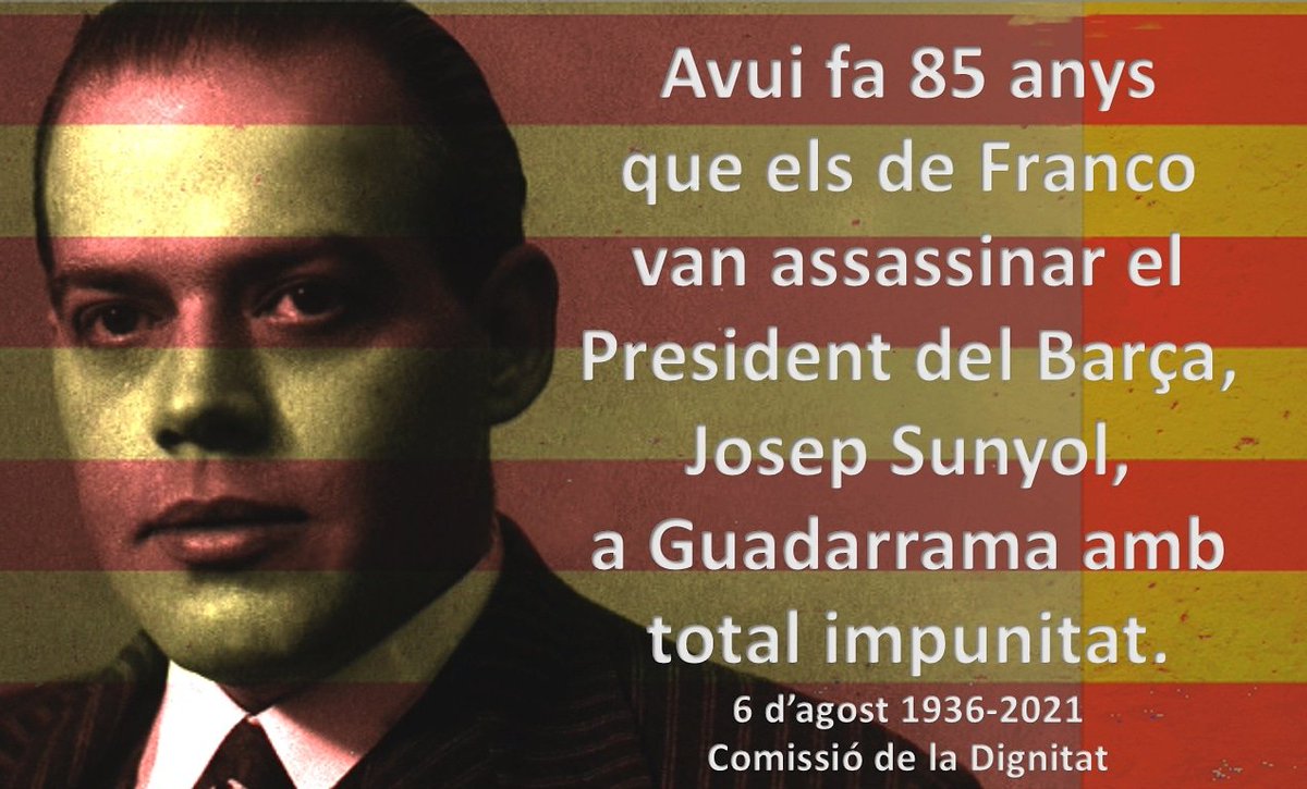 El dia 6 d'agost de 1936 Josep Sunyol president del FCBarcelona era assassinat pels frnquistes a Guadarrama quan anava a donar suport als soldats catalans que hi lluitaven contra els Sublevats.