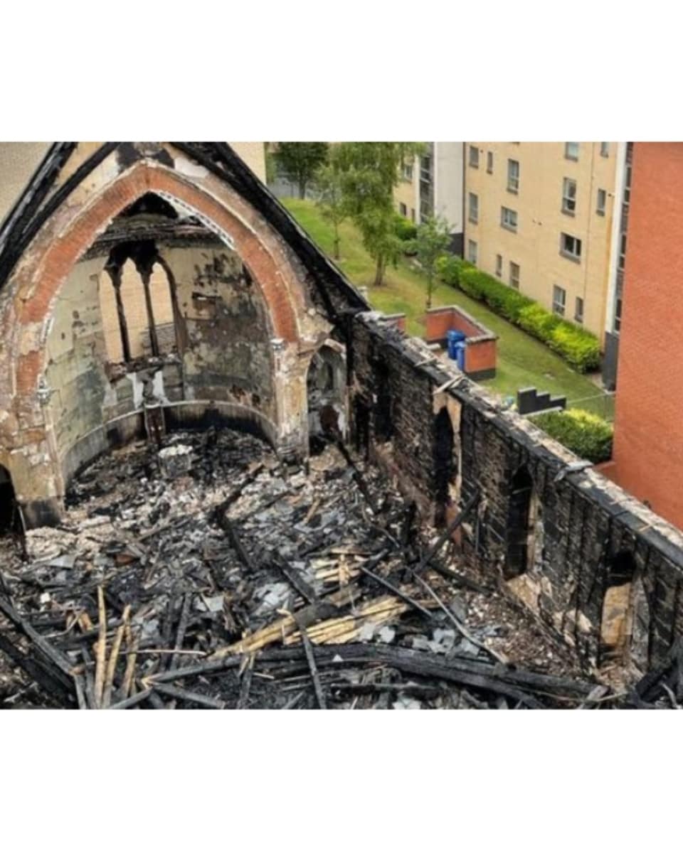 Pugin_awn's tweet photo. #StPeterChurch (now #StSimon's) in #BridgeStreet,#Partick,#Glasgow. #EDWARDWELBYPugin &amp; #PETERPAULPugin.1895.💥#Fire.Last 28 July 2021.The #churchroof collapsed.The cause of the fire is not yet known. In 2019,the church was previously trashed by vandals.@ArchdiocGlasgow
#awnpugin https://t.co/K9Olsom1mx