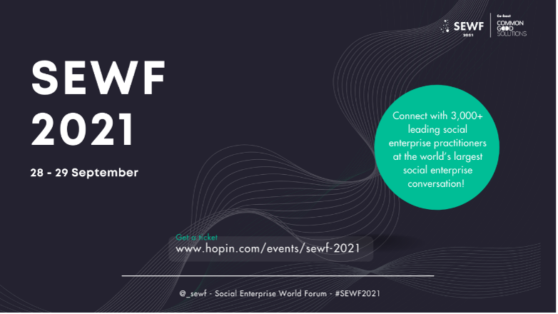 Got your ticket to attend THE event for the global social enterprise community yet❓ 
Get an early bird ticket to attend #SEWF2021 (28-29 September) and don't miss this opportunity to connect &amp; learn from thousands globally🌍❗️

▶️hopin.com/events/sewf-20… 

<a href="/commongood4all/">CommonGoodSolutions</a> <a href="/_SEWF/">SEWF - Social Enterprise World Forum</a>