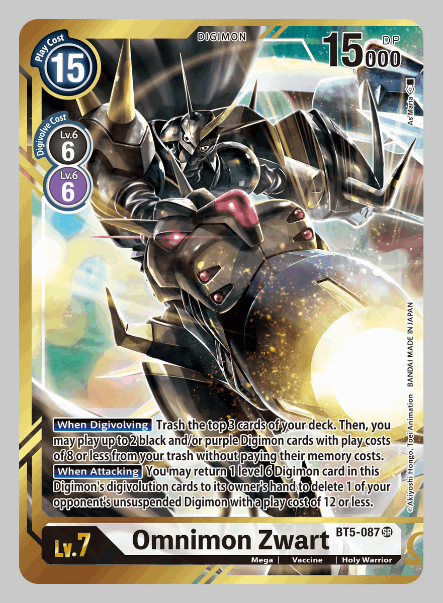 Battle of Omni- [BT05] Card Previews] Today's Alternative Art revals are  BT5-087 Omnimon Zwart & BT5-086 Omnimon. Booster -Battle of Omni- [BT05]  launches in stores worldwide today! #DigimonTCG #Digimon