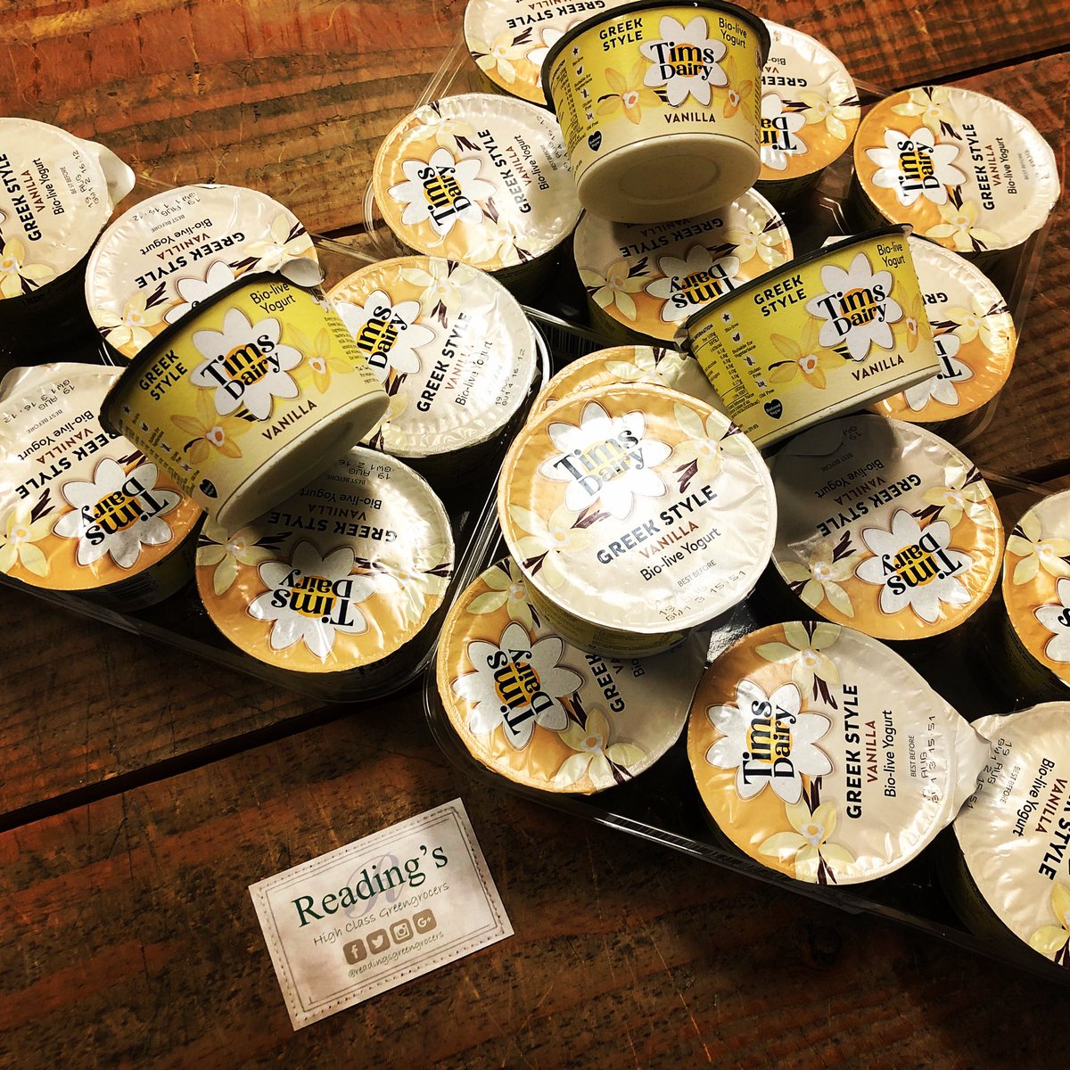 We have a special on the Tim’s vanilla Greek yogurts (170g) today 😋

Had meant to order 40 yesterday but one slip of the finger on the keyboard, and we’ve ended up with 400 🙄

Normally 95p each but 50p each until they are gone.

Only available from the shop.