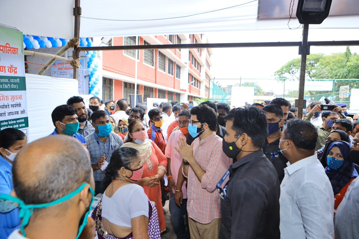 AUThackeray's tweet photo. We are resolute about getting Mumbaikars fully vaccinated, and we are teaming up with private organisations to reach out to more people in lesser time. Paid a visit to the vaccination center for Dharavi residents supported by @JaslokHospital under the CSR initiative of @Citibank https://t.co/BfTpIYcjex