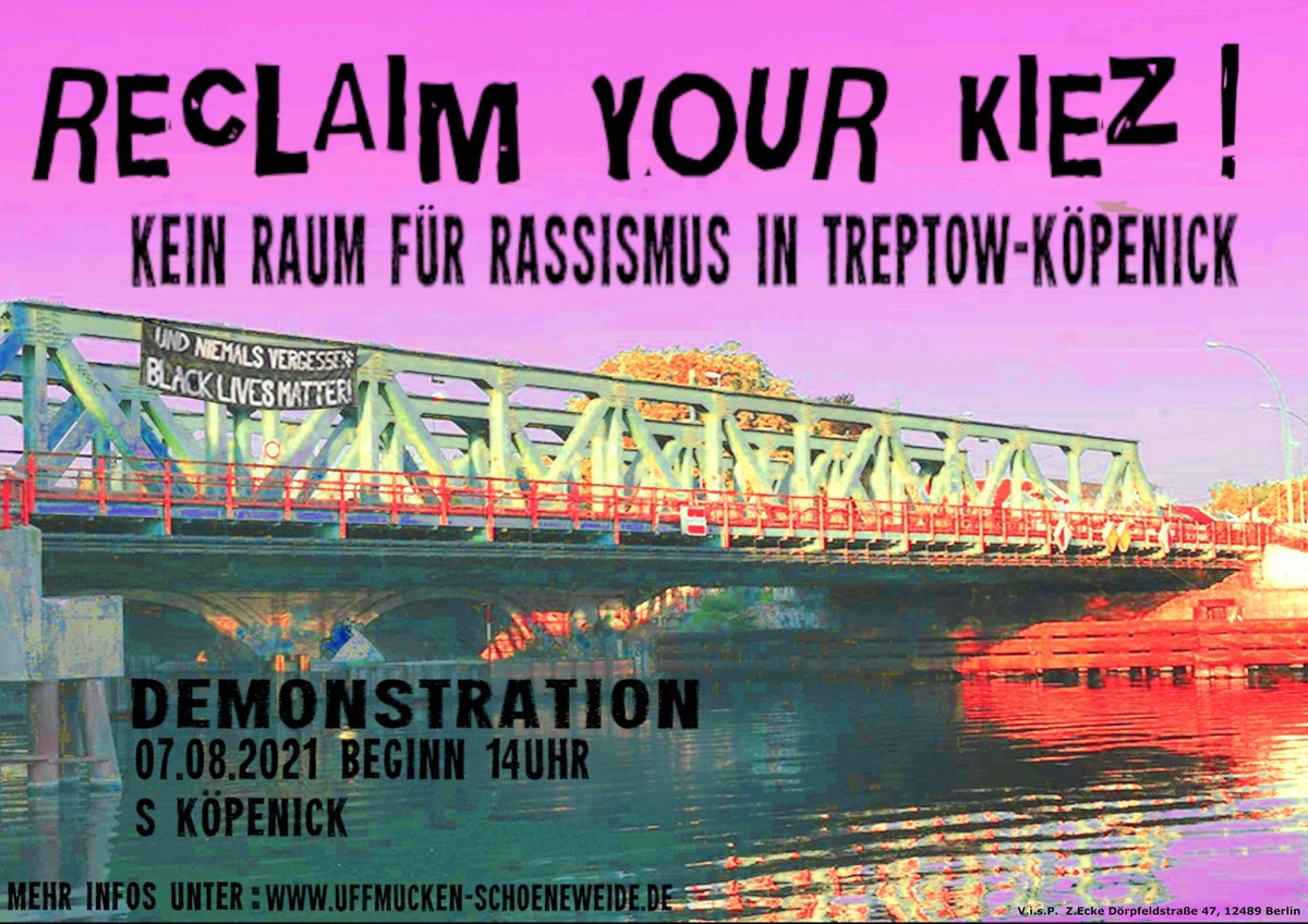 Noch ein mal schlafen und dann sehen wir uns alle entweder 13:30 Uhr am Ostkreuz, oder 14:00 am S Köpenick! Es gibt kein ruhigen Randbezirk!
#b0708 #antifa #nonazis