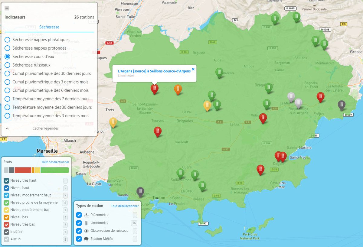 🔴 Le <a href="/Prefet83/">Préfet du Var</a> met en place un arrêté #sécheresse de niveau « crise » sur l’Argens. Le débit de ce cours d'#eau n’a jamais été aussi faible depuis le début des mesures en 1976.

Plus d'infos ➡️ bit.ly/2VvJ0s6