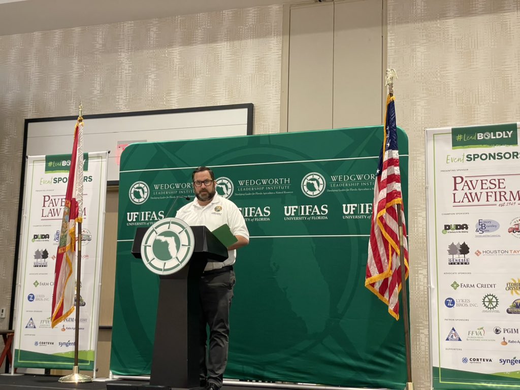 IFASGovAffairs's tweet photo. Thank you Chairman @ChrisLatvala for joining the @WedgworthLeader Institute this morning to kick off their annual meeting in Clearwater Beach. We appreciate your support of @UF_IFAS and passion for ensuring a strong skilled-workforce in Florida. #LeadBoldly https://t.co/NXQ4oBiqIq