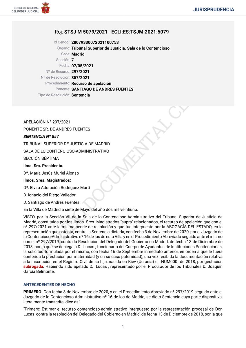 APINGU_Oficial's tweet photo. 1/4 Aunque el TSJM CONTENCIOSO  empujó a nuestros hijos a la vía civil para pedir la filiación igualitaria y cautelar,

celebramos su SENTENCIA de prestaciones igualitarias a hijos de funcionarios.

Y sí, es inconstitucional
la discriminación por nacer por #GestaciónSubrogada ⬇️ https://t.co/88T10HWXhl