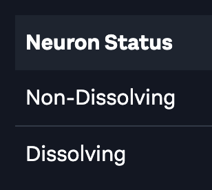 The "Locked" neuron state has been updated to "Non-Dissolving". This more accurately reflects the fact that both non-dissolving and dissolving states are illiquid.
