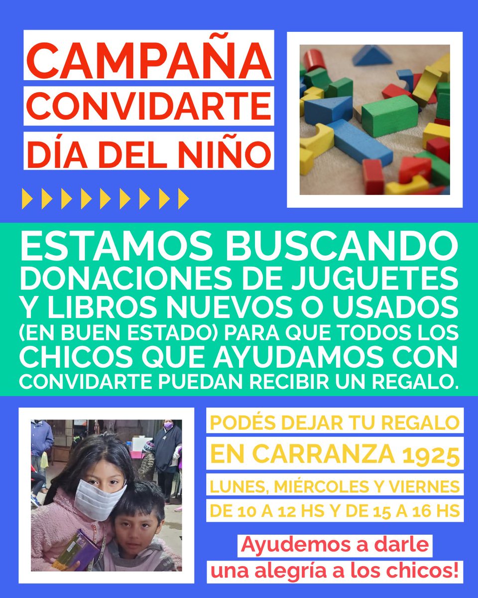 Kiwita's tweet photo. Hola, me ayudan a difundir?!
Convidarte está juntando juguetes y libros para entregar a los comedores a los que asiste todas las semanas 🤍 https://t.co/PNm3PL36bk