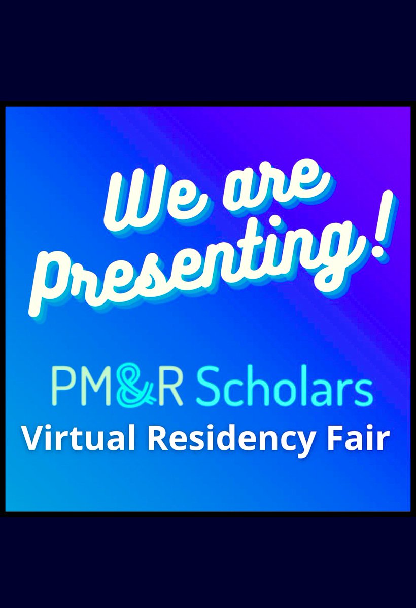 #Physiatry #MedStudents Join us on Tuesday August 10th at 8pm EST for our presentation at <a href="/PmrScholars/">PM&R Scholars</a> VRF and learn more about our program! #Match2022 #MedEd <a href="/KUMC_GME/">University of Kansas Graduate Medical Education</a> <a href="/AAPhysiatrists/">Assoc. of Academic Physiatrists (AAP)</a> <a href="/AAPhysiatry_RFC/">AAP Resident Fellow Council PM&R</a> <a href="/AAPhysiatry_MSC/">AAP Medical Student Council PM&R</a> Visit PmrScholars.org or DM <a href="/PmrScholars/">PM&R Scholars</a> to sign up!