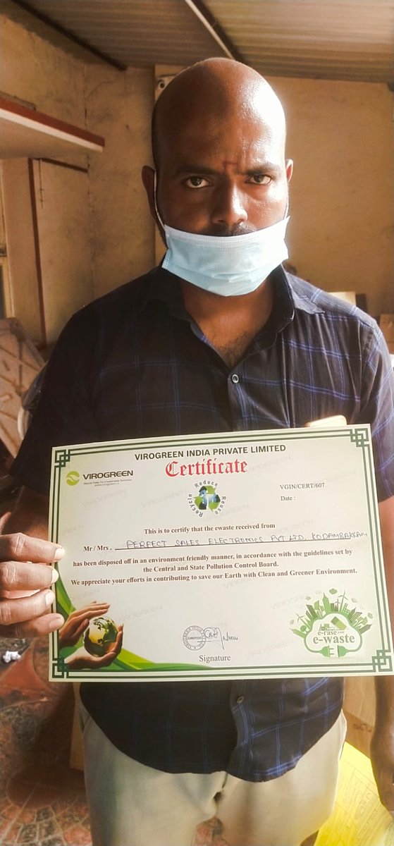 virogreenindia's tweet photo. The Perfect Sales Corporation at #Kodambakkam turns over its #ewaste to @virogreenindia #recycling #gogreenwithvirogreen #GoGreenChallenge #TokyoOlympics #savetheplanet #hyderabad #Bengaluru https://t.co/Q4q7cahQOB
