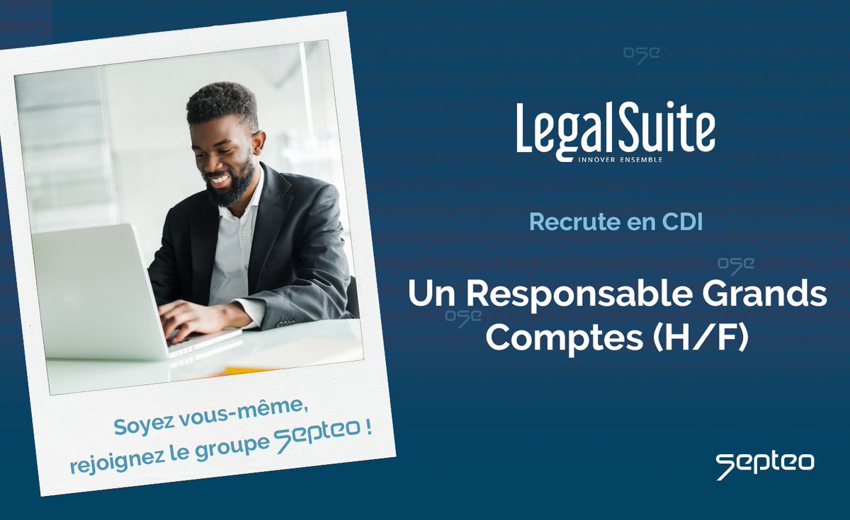 🚨Alerte Jobs 
#SEPTEO recherche pour LEGAL SUITE un #Responsable Grands Comptes H/F en CDI basé à Suresnes (92)
🎯 Développer les ventes de solutions de logiciels &amp; services associés auprès de notre client dans le secteur des services
Pour postuler → bit.ly/3fVv0zd