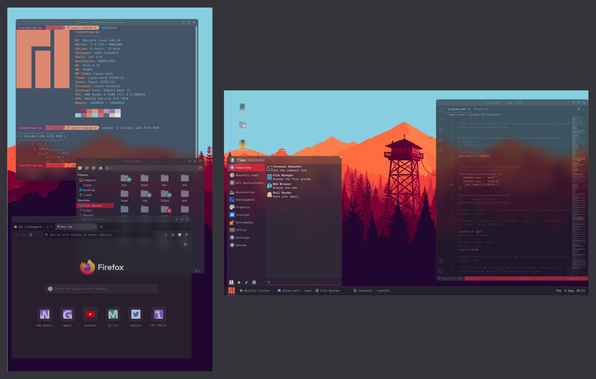 XfceNation's tweet image. Xfce #DesktopFriday
Credit: RobotSquid_ (Reddit)

#ShowYourDesktopFriday #ShowYourLinuxDesktop #ShowYourLinuxDesktopFriday #ViernesDeEscritorio #جمعه_میزکار #XfceOnTheDesktop #MakeXfceBeautiful #XfceUI #Manjaro

reddit.com/r/unixporn/com…