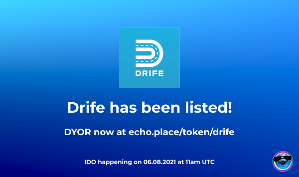 echodapp's tweet photo. What's happening today at 11am UTC?

The @Drife_official IDO 🔥⚡️

#DYOR on this amazing VC-backed company based out of #bengaluru redefining ride-hailing with a subscription model and their own #DRF token!

All the information you need @ https://t.co/pINQOSmjAn https://t.co/mmiY6AInSg
