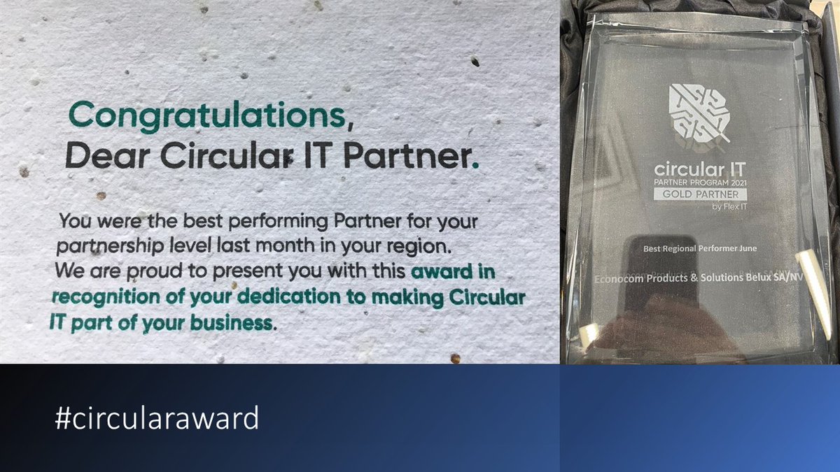 Proud and grateful to receive this recognition!
Thank you to our Teams putting our #CSR strategy into daily practice! At <a href="/Econocom_BeLux/">Econocom BeLux</a> we firmly believe that #reuse of laptops, smartphones, tablets is a much better solution than recycling immediately.