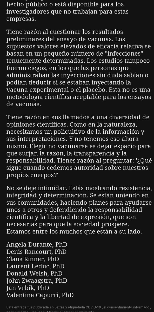 manhattan_2's tweet photo. 👉Un grupo de científicos Canadienses da ánimos a los no vacunados de todo el mundo en una carta abierta. "Tienen razón en sus reivindicaciones y no deben dejarse intimidar"
Buena noticia en un momento donde nos enfrentamos a una hostilidad y exclusión masivas.👇 https://t.co/zshCmPMf3b