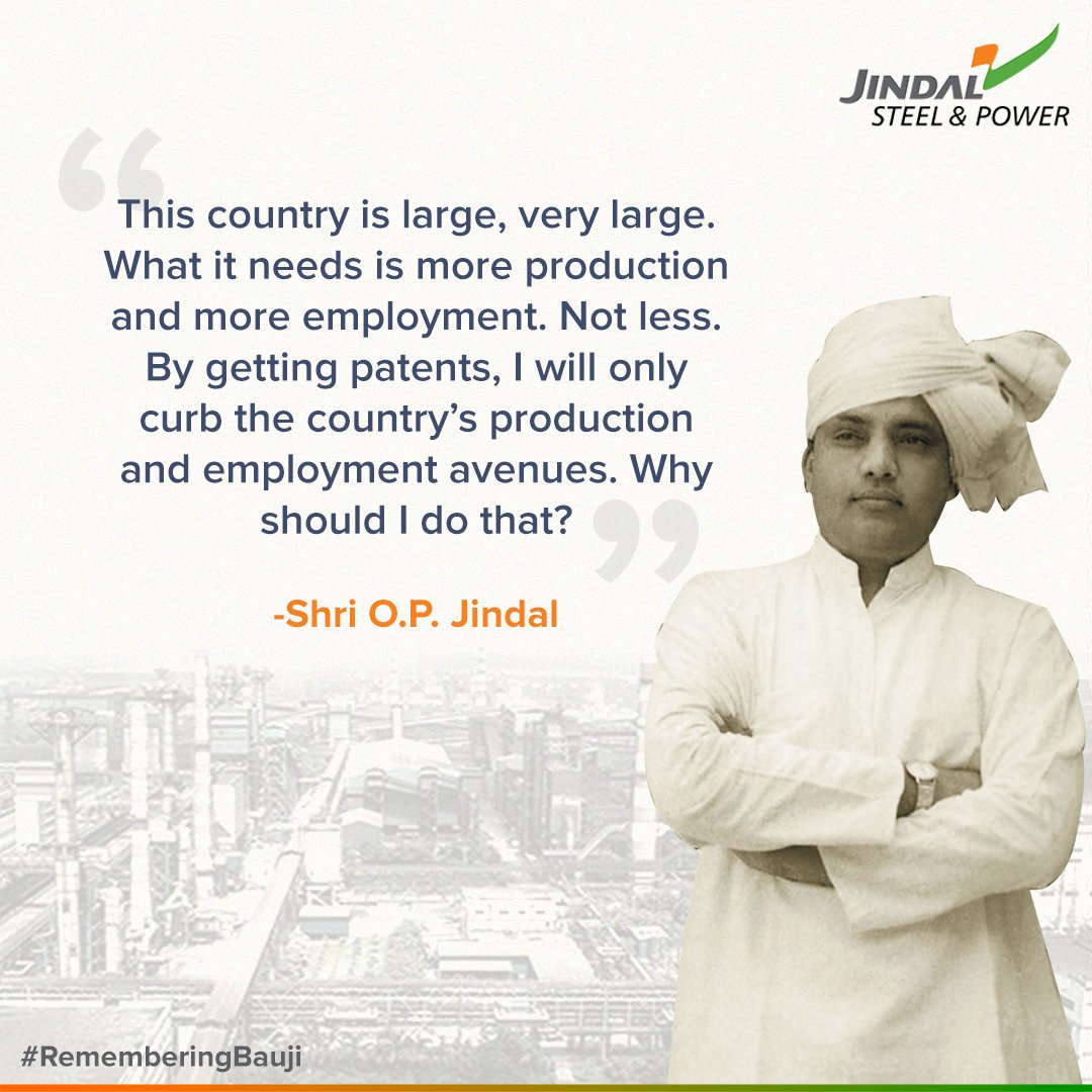 JindalSteel_In's tweet photo. For Bauji, it was always India first! #RememberingBauji #JSPL https://t.co/eIcBlAVIpC