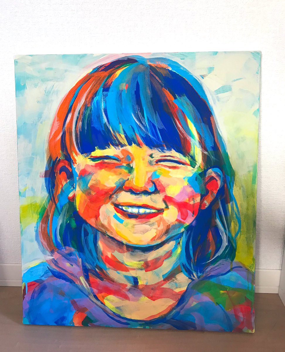 solo smile traditional media 1girl closed eyes bangs portrait  illustration images