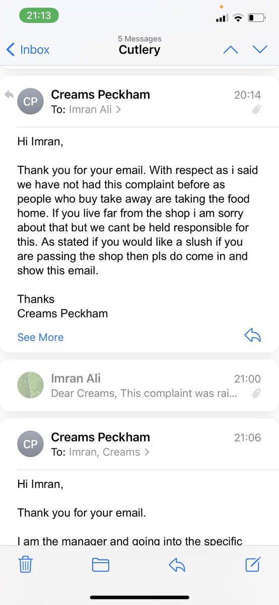 Cleanse_Reform's tweet photo. @CreamsCafe 
This has been a awful experience with @creamscafepeckham I had ordered dessert and icecream for a special occasion and they had no cutlery which was told to me at the end the customer service was very rude and not customer focused as I was ignored. Emails attached! https://t.co/JV84nUEY0q
