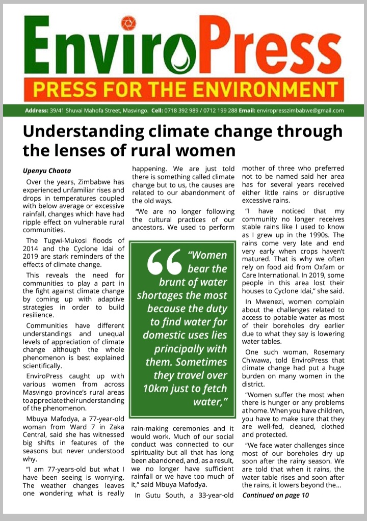 Climate change, a complex and wide topic, affects women in rural areas the most. We are making efforts to find out what ordinary people think are the causes of climate change so as to help spread awareness. <a href="/WCOZIMBABWE/">Women's Coalition of Zimbabwe</a> <a href="/NLinZimbabwe/">Dutch Embassy Harare 🇳🇱</a> @ZELA_Infor <a href="/seathtrust/">SEATH</a> @METHI_Zimbabwe