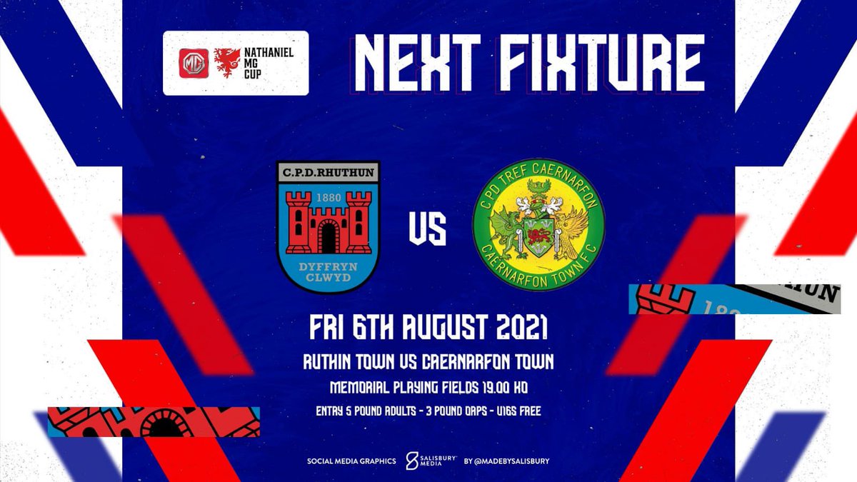 Ruthin Town v <a href="/CaernarfonTown/">CPD Tref Caernarfon Town FC</a> 

7pm ko

Admission £5 adults, £3 Oap’s &amp; under 16s free of charge.

Come and support the lads tonight against our league of wales opposition 

#cupgame