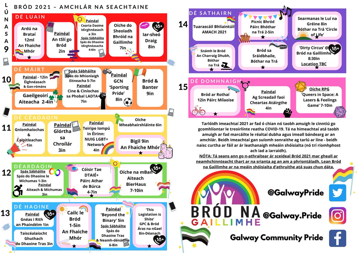 UniOfGalwaySU's tweet photo. Happy Galway Pride Eve ❤️🧡💛💚💙💜🤎🖤
Beannachtaí Bhród na Gaillimhe oraibh 😍
Follow @GalwayPride to find out what's happening to celebrate #GalwayPride 9th-15th August
#PrideInEveryStudent
#BródAsGachMacLéinn
#NUIGWhatsOn
#FestivalSeason https://t.co/z7ZIHIjBDI