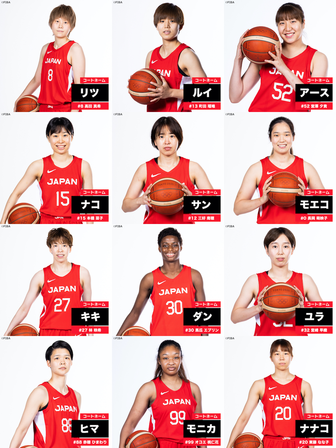 女子日本代表 コートネーム まとめ 女子バスケ決勝戦を前に コートネーム を覚えて 今以上に選手たちへエールを届けましょう Akatsukifive バスケットボール 観ようぜ日本代表戦 Tokyo Twitter
