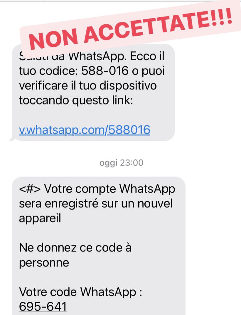 ‼️‼️ ATTENZIONE PROFILO TWITTER HACKERATO. NON ACCETTATE INVITI AD ADERIRE A GRUPPI WHATSAPP ‼️‼️

Grazie a chi mi ha contattato. Sto segnalando il fatto alle autorità competenti.