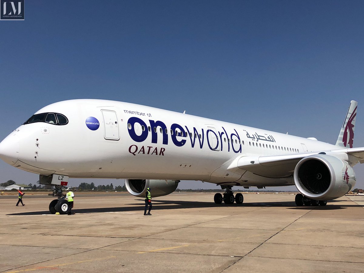 L_JayMut's tweet photo. First Exclusive Pictures of the @qatarairways on its inaugural flight to Harare! Welcome 🇶🇦 to Zimbabwe 
#HarareTogether @263Chat @caaz_online https://t.co/3ERpKBGnTT