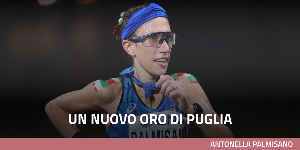 RegionePuglia's tweet photo. 🥇 La nostra @Nelly_Palmisano, nata a Mottola (Taranto) conquista l'oro nella #20kmwalk femminile.
@ItaliaTeam_it eguaglia il record di medaglie azzurre alle #olimpiadi. 
@Tokyo2020 resterà nel cuore dei nostri atleti e delle nostre atlete. Pugliesi, italiani, fenomenali 🇮🇹🇮🇹🇮🇹 https://t.co/CgxwB8YmwK