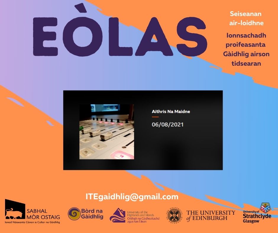 An cuala sibh @johnjoemacneil bho Sgioba ITE Gàidhlig <a href="/GaidhligIte/">ITEGaidhlig</a> air Aithris na Maidne an diugh?  Tha e bruidhinn mu Eòlas aig 1uair 12 diog: bbc.co.uk/sounds/play/m0…
#Eòlas #foghlamGàidhlig <a href="/BBCRnG/">BBC Radio nan Gàidheal</a>