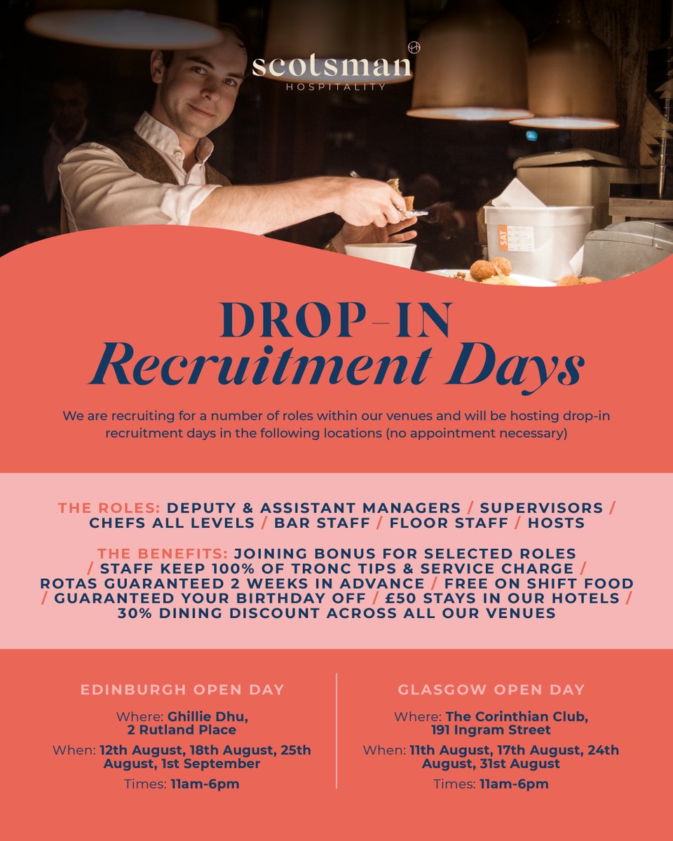 Following the latest announcements, we are thrilled to be able to open up more of our venues and extend our trading hours in many more. We are recruiting across all levels to support this, & will be hosting a series of drop-in style open days. #hospitalityjobs #nowrecruiting